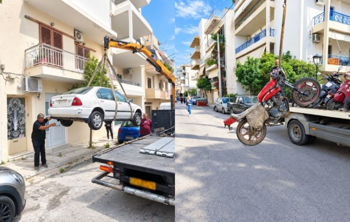 Αδειάζουν οι δρόμοι του Βύρωνα από εγκαταλελειμμένα οχήματα